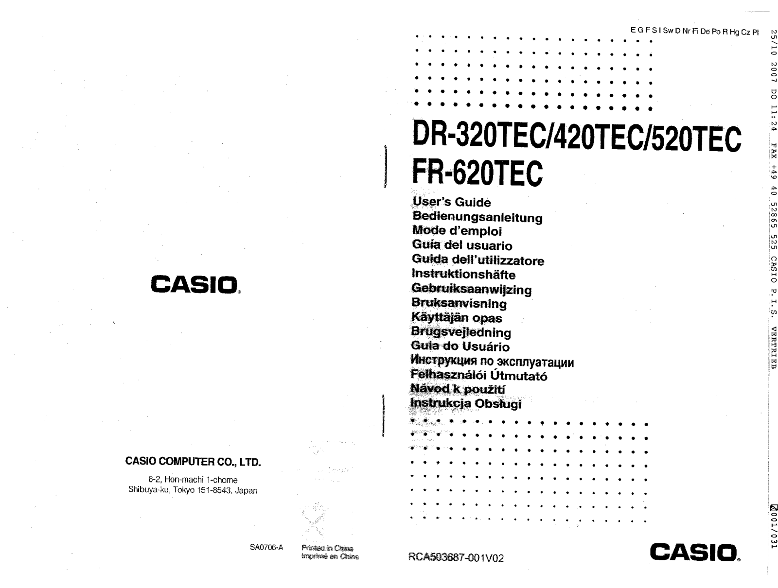 Casio DR-320TEC, DR-420TEC, DR-520TEC, FR-620TEC User guide