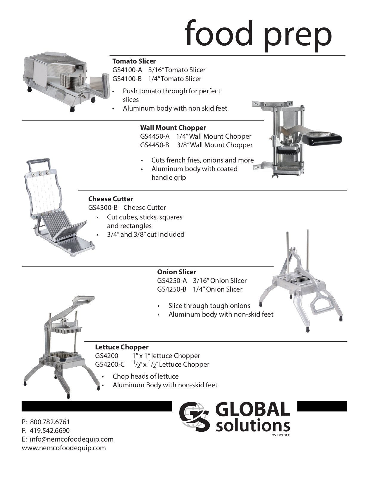 Nemco GS4150A, GS4450A, GS4100A, GS4100B, GS4150B Specifications