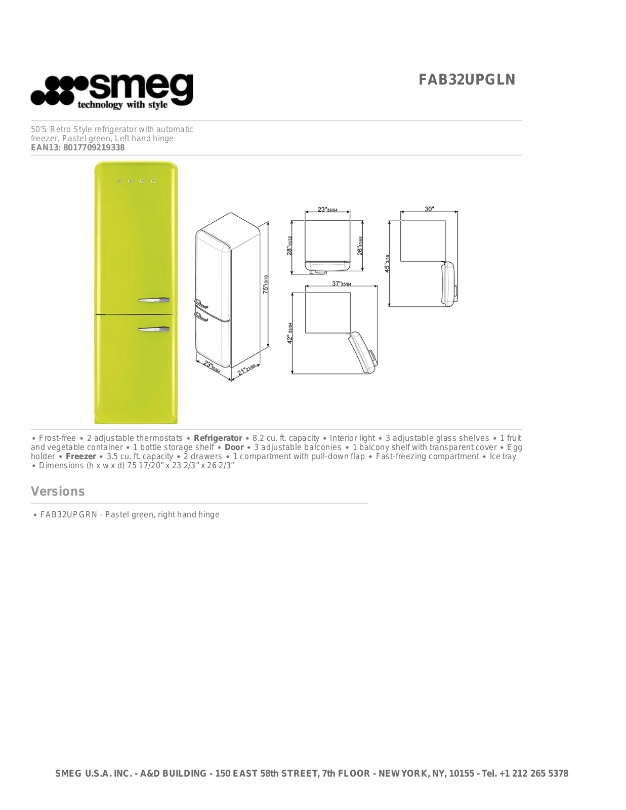 Smeg FAB32UPGLN User Manual