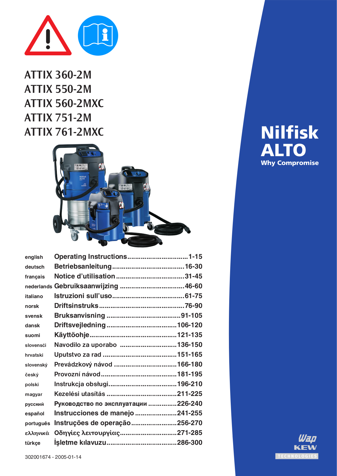 Nilfisk-ALTO ATTIX 550-2M, ATTIX 761-2MXC User Manual