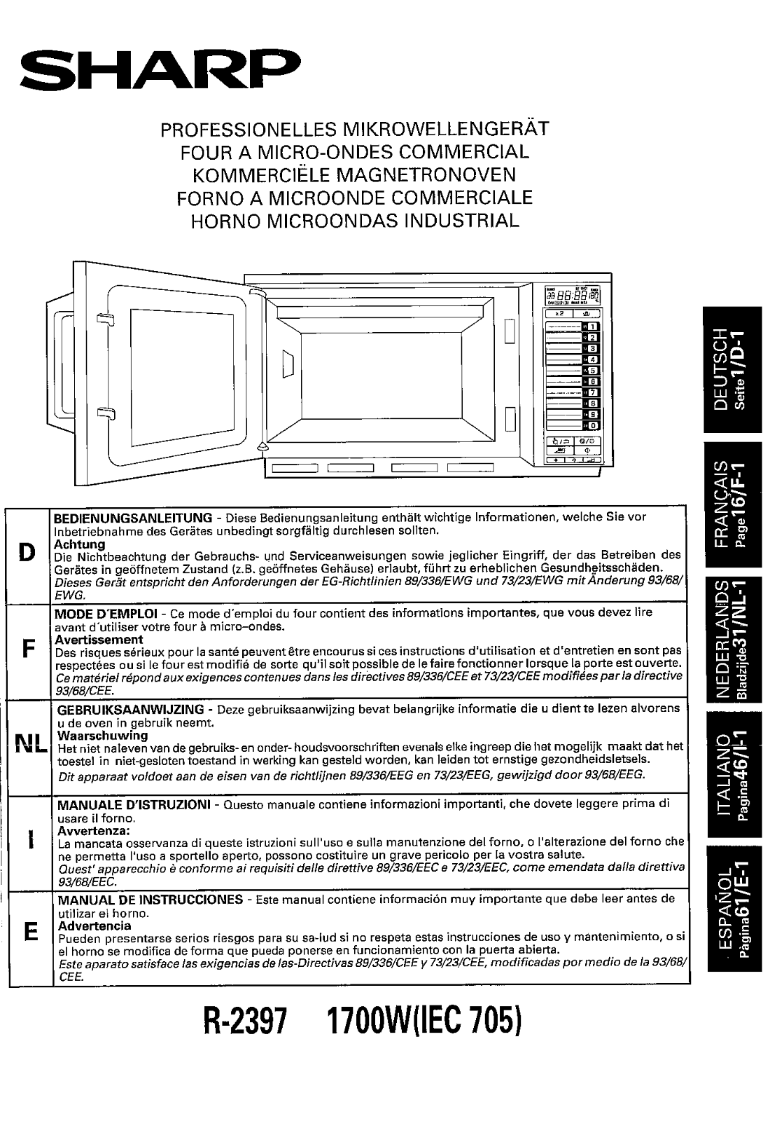 Sharp R-2397 User Manual