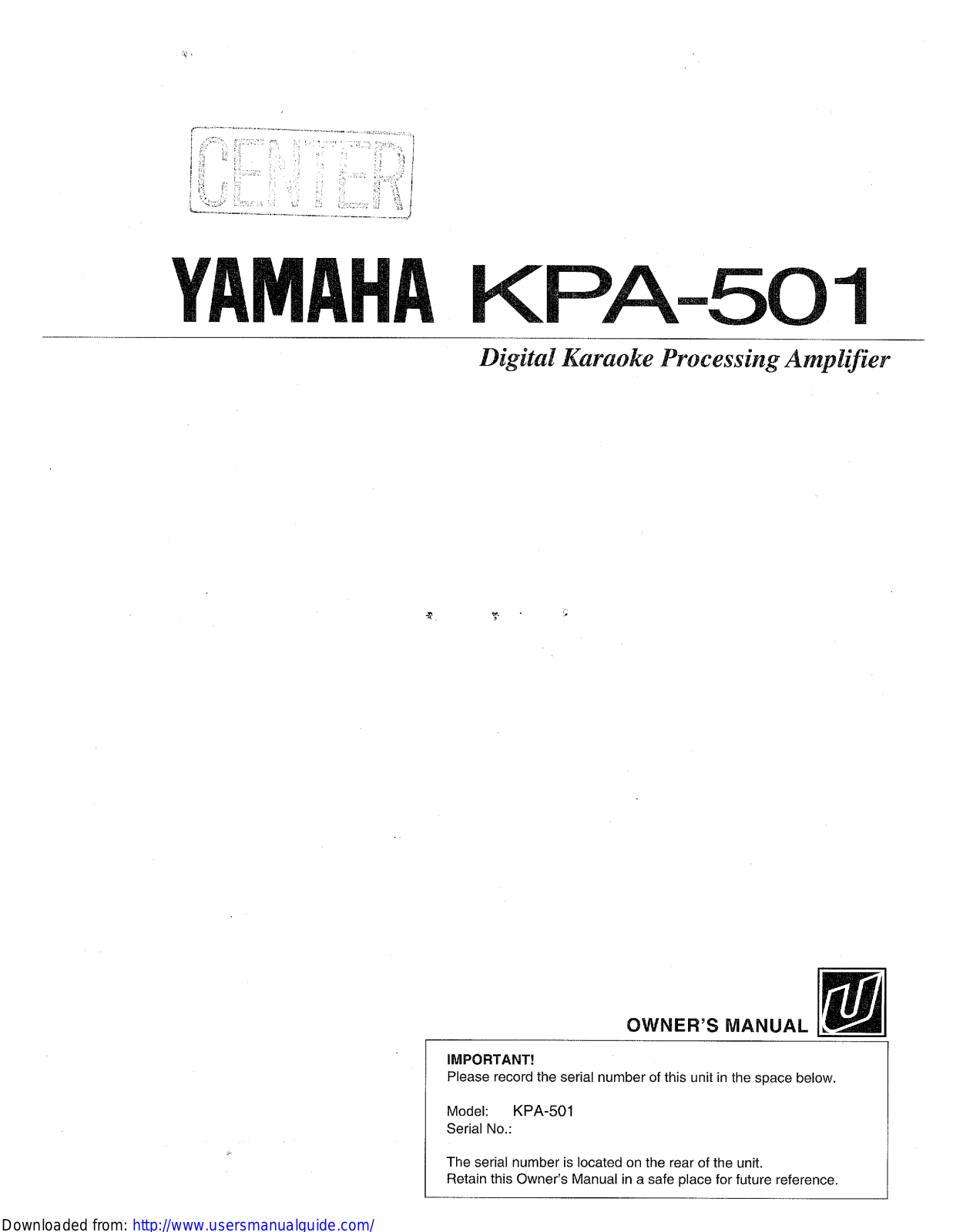 Yamaha Audio KPA-501 User Manual