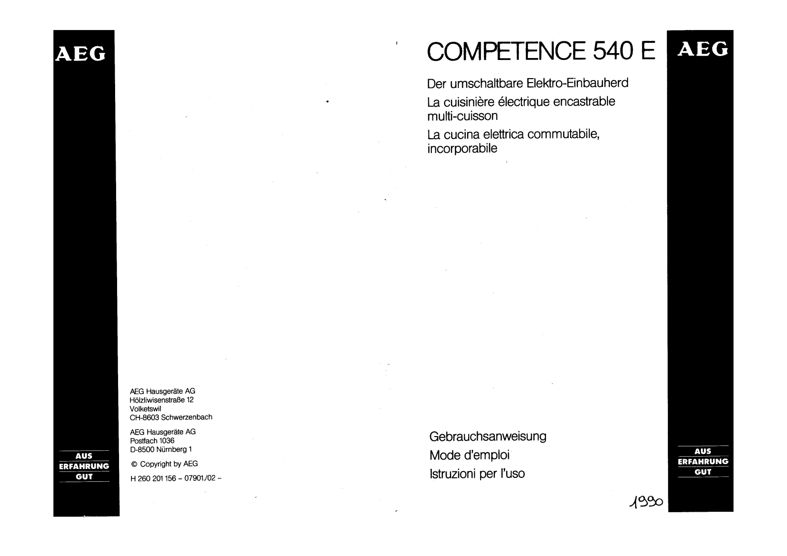 Aeg 540E User Manual