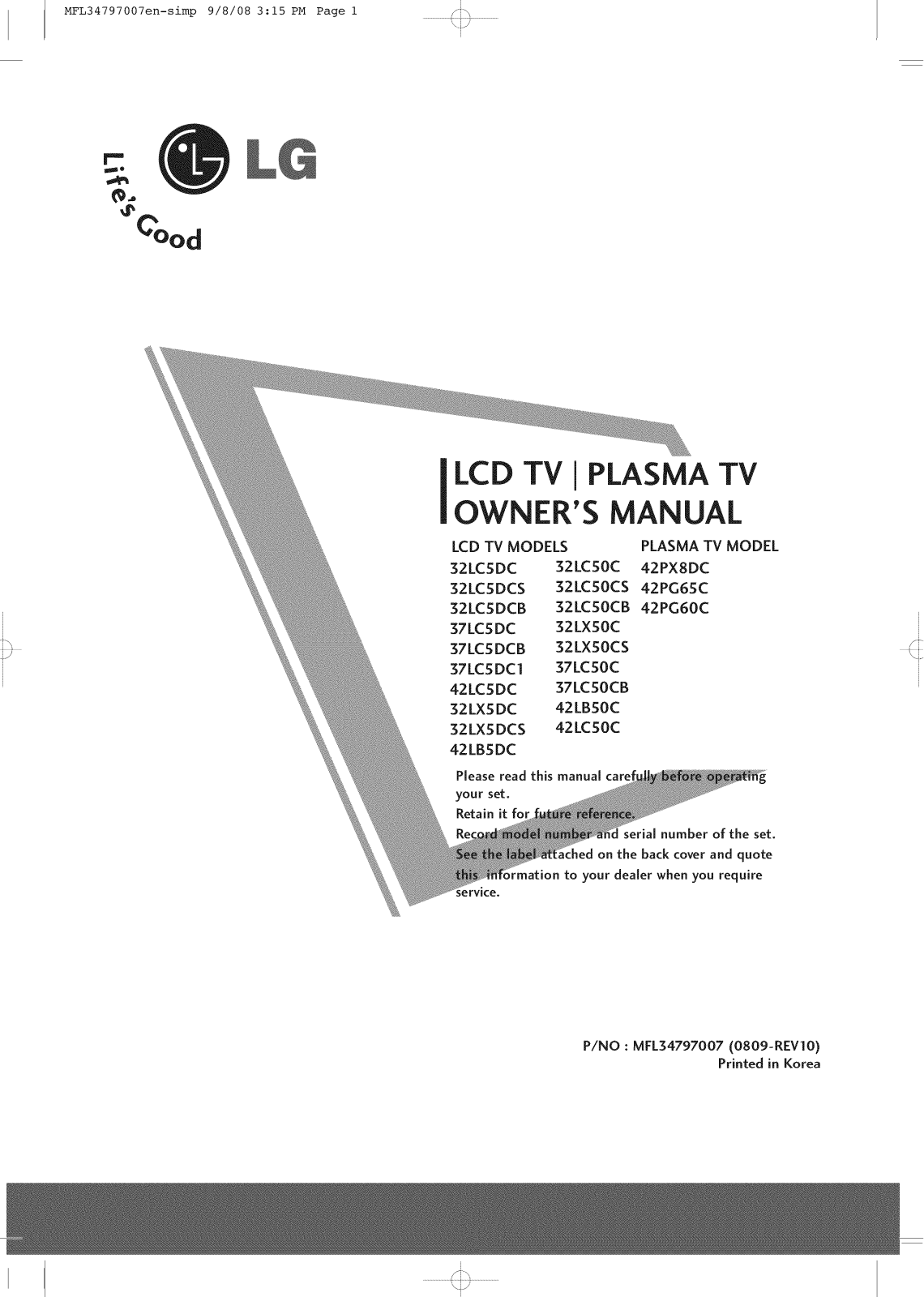LG 32LXSOCS, 37LCSDC, 32LCSOC User Manual - ManualMachine.com