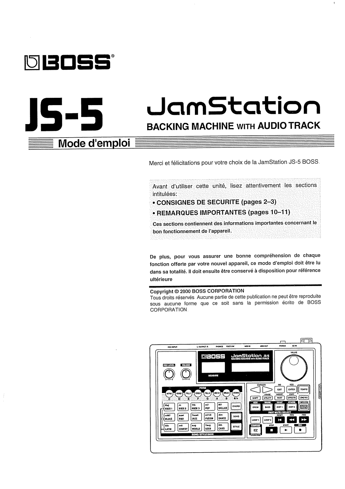 Boss JS-5 Jamstation User Manual