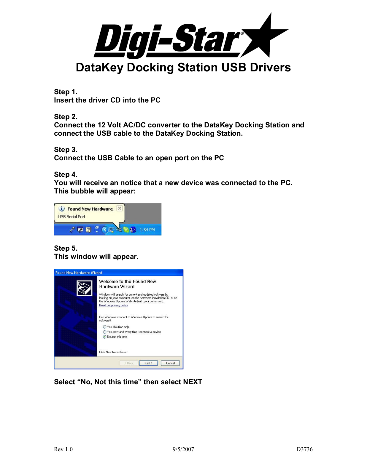 Digi-Star DataKey Docking Station USB Drivers User Manual