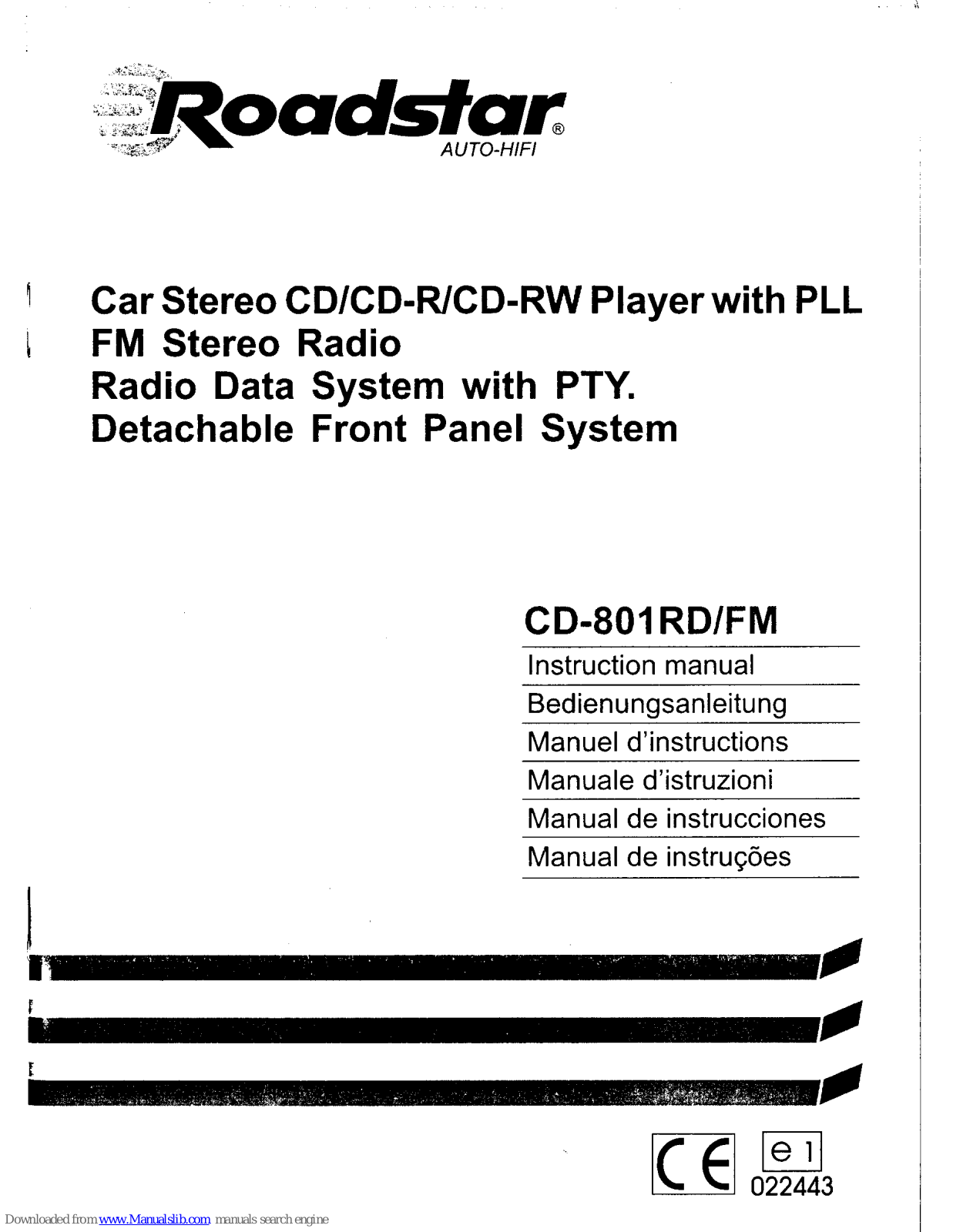 Roadstar CD-801RD/FM Instruction Manual