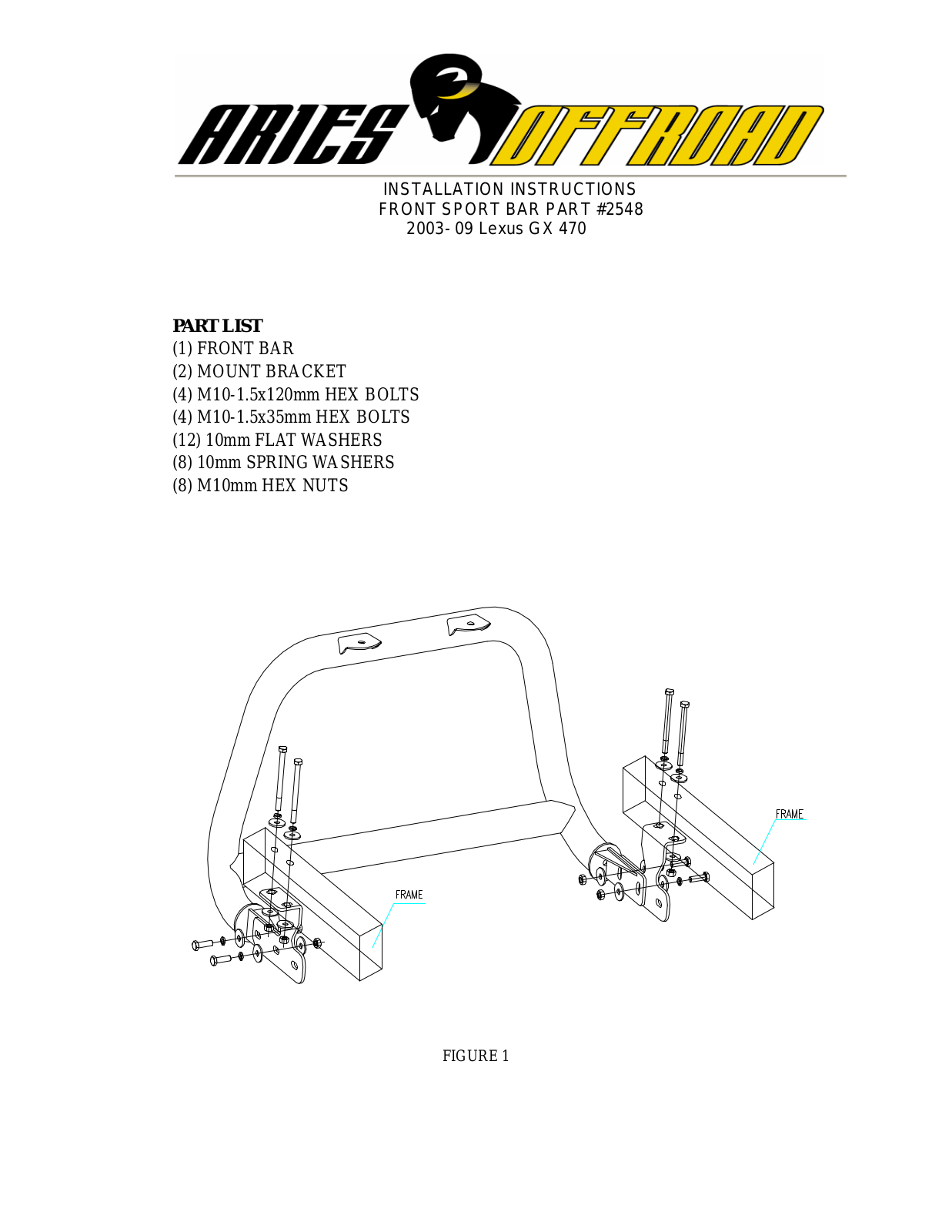 Aries Automotive 2548 User Manual