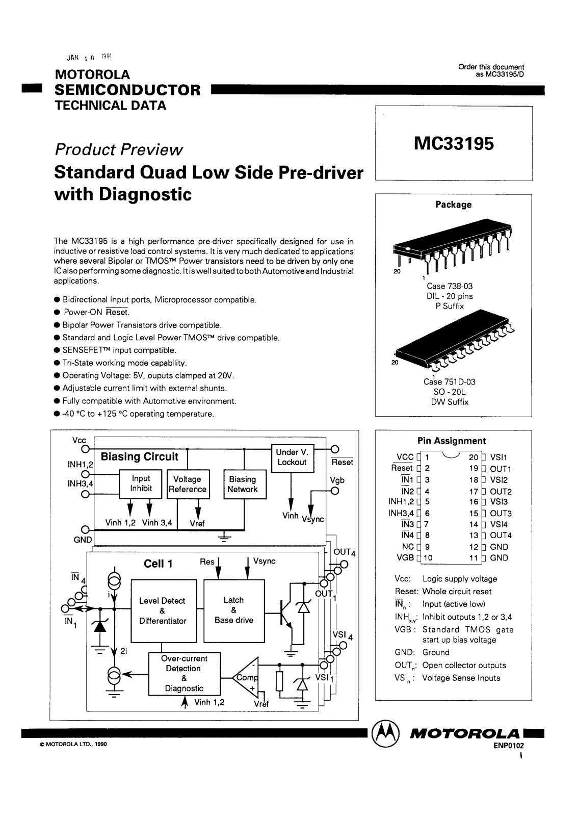 Motorola MC33195PDW Datasheet