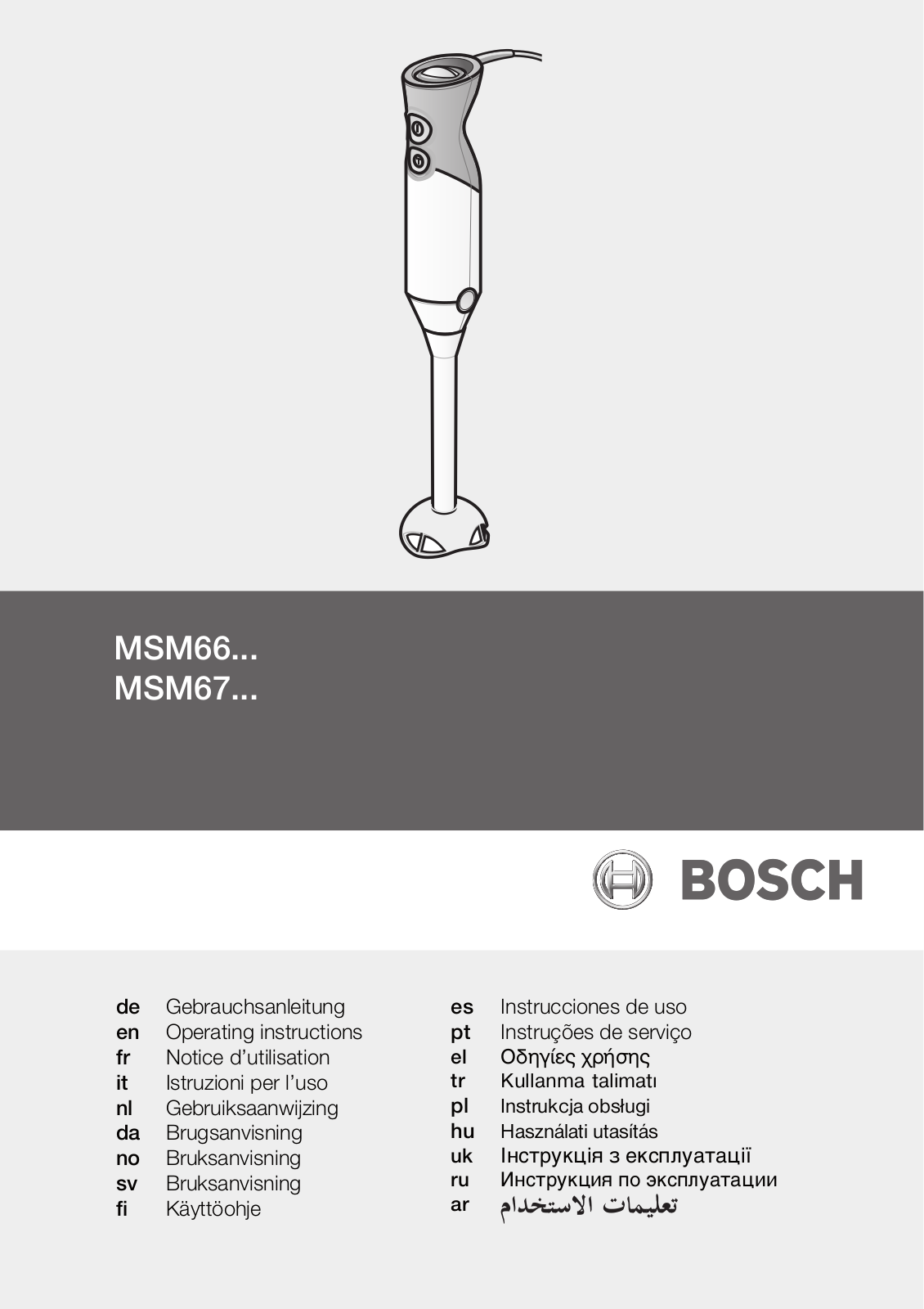 Bosch ErgoMixx MSM67140 User manual