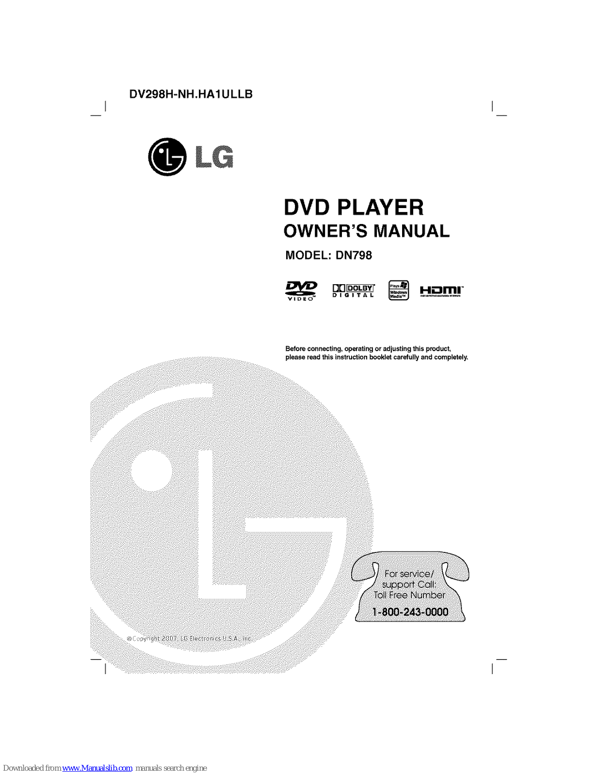 LG DN7980 Owner's Manual