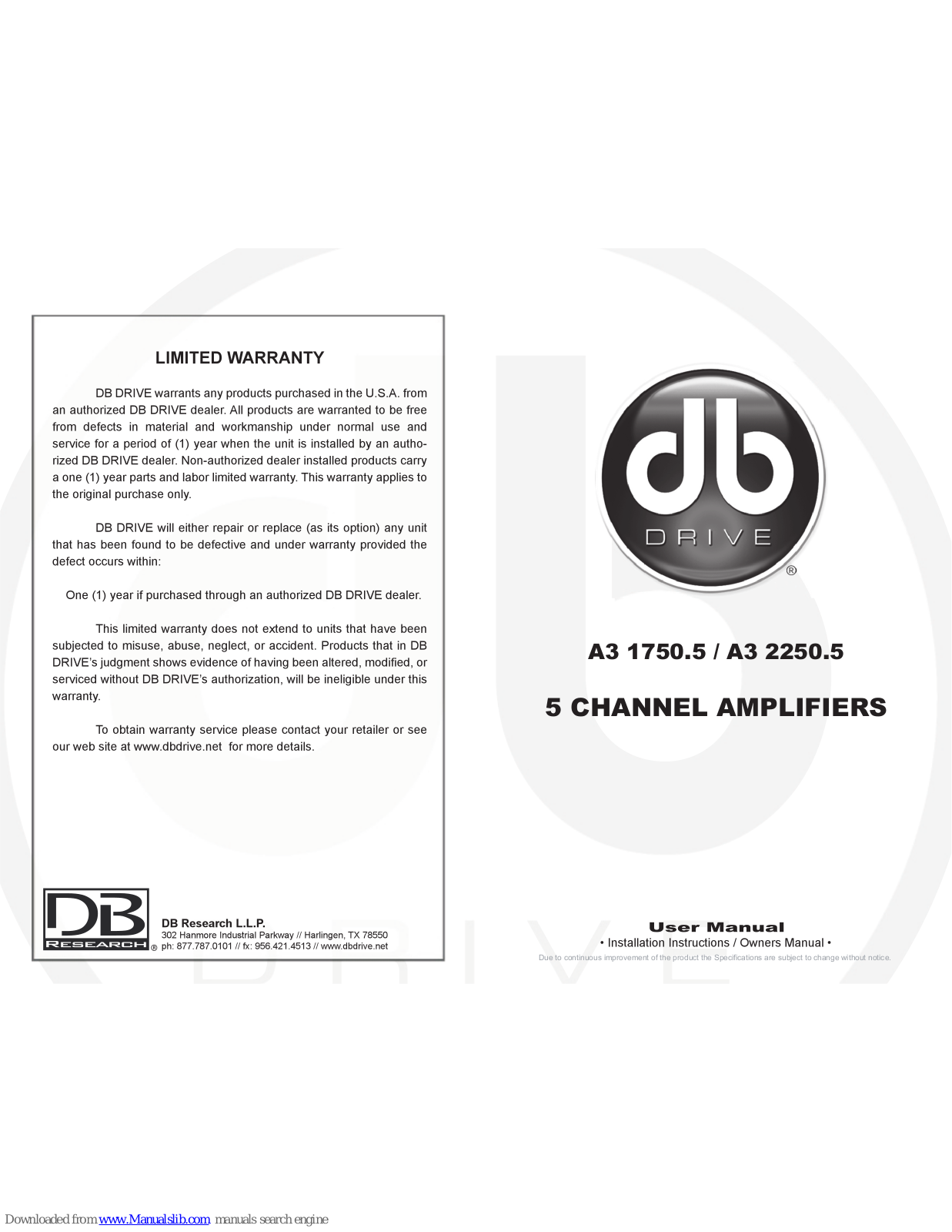 DB Drive A3 1750.5, A3 2250.5 User Manual - ManualMachine.com
