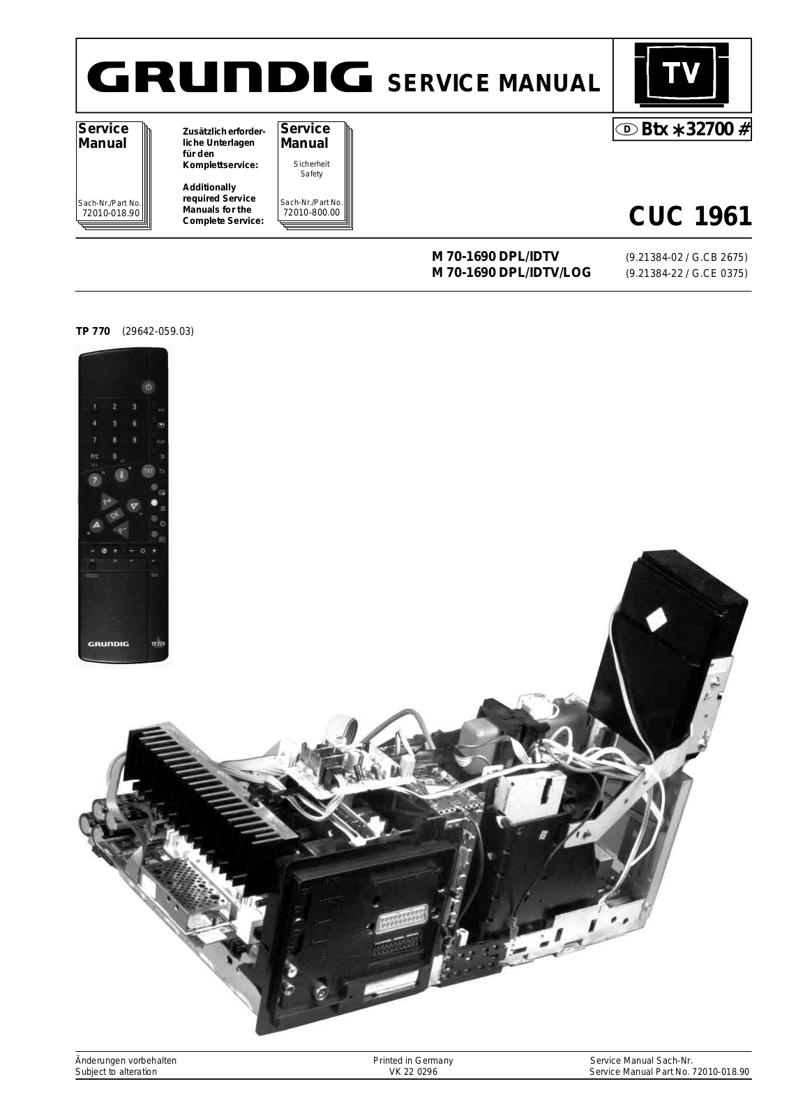 Grundig CUC1961 Service Manual