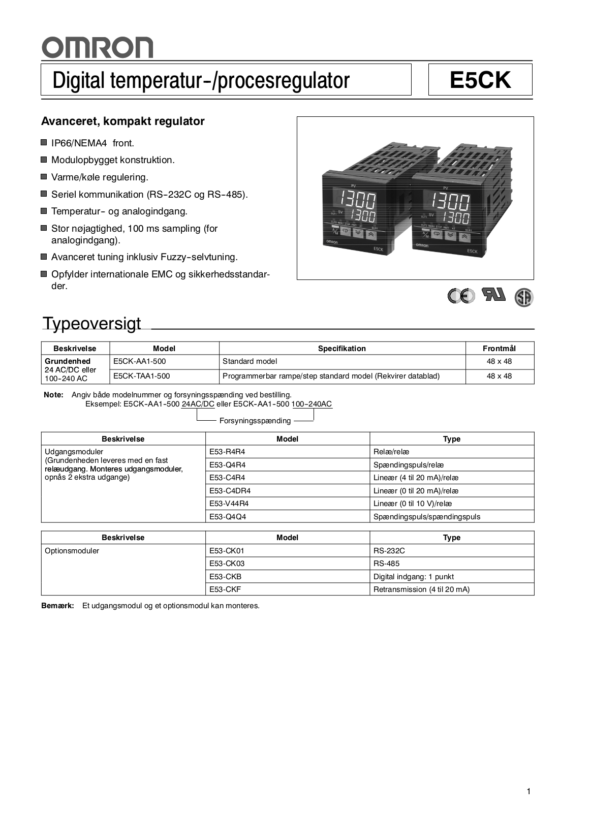 Omron E5CK Instructions Manual