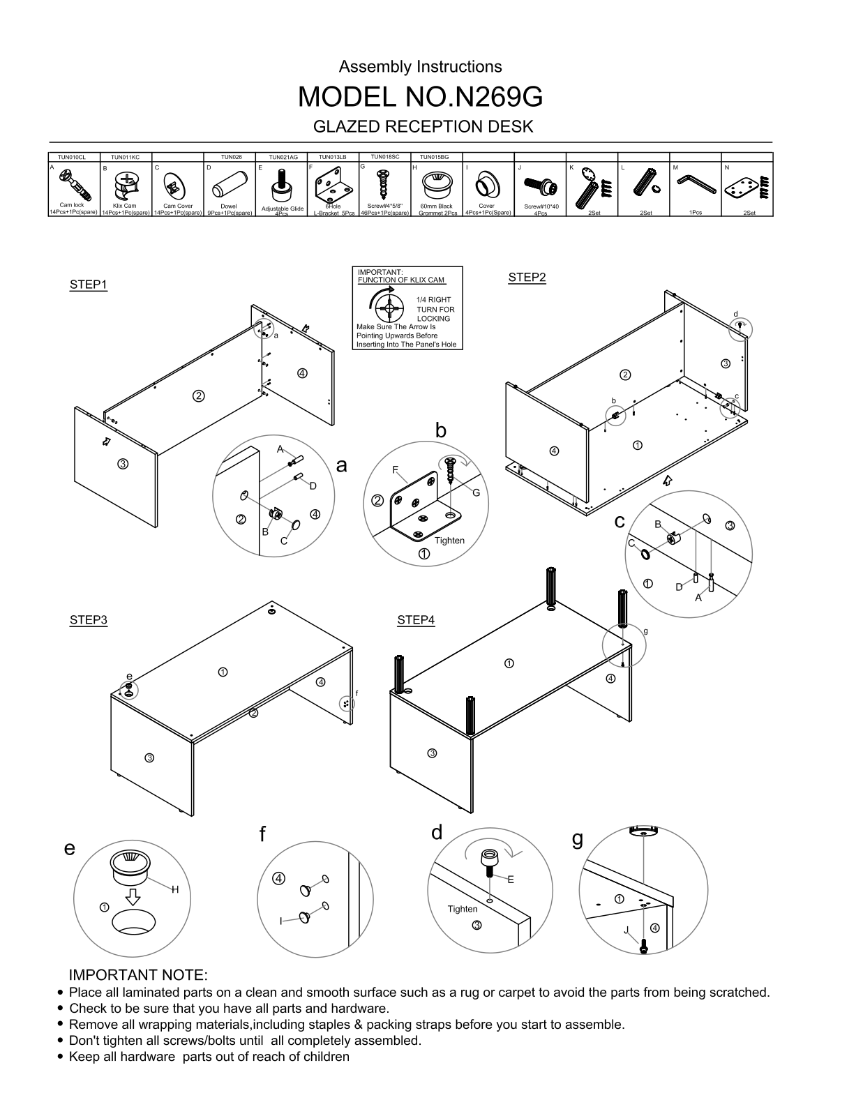 Boss N269GMOC, N269GM, N269GDW, N269GC Assembly Guide