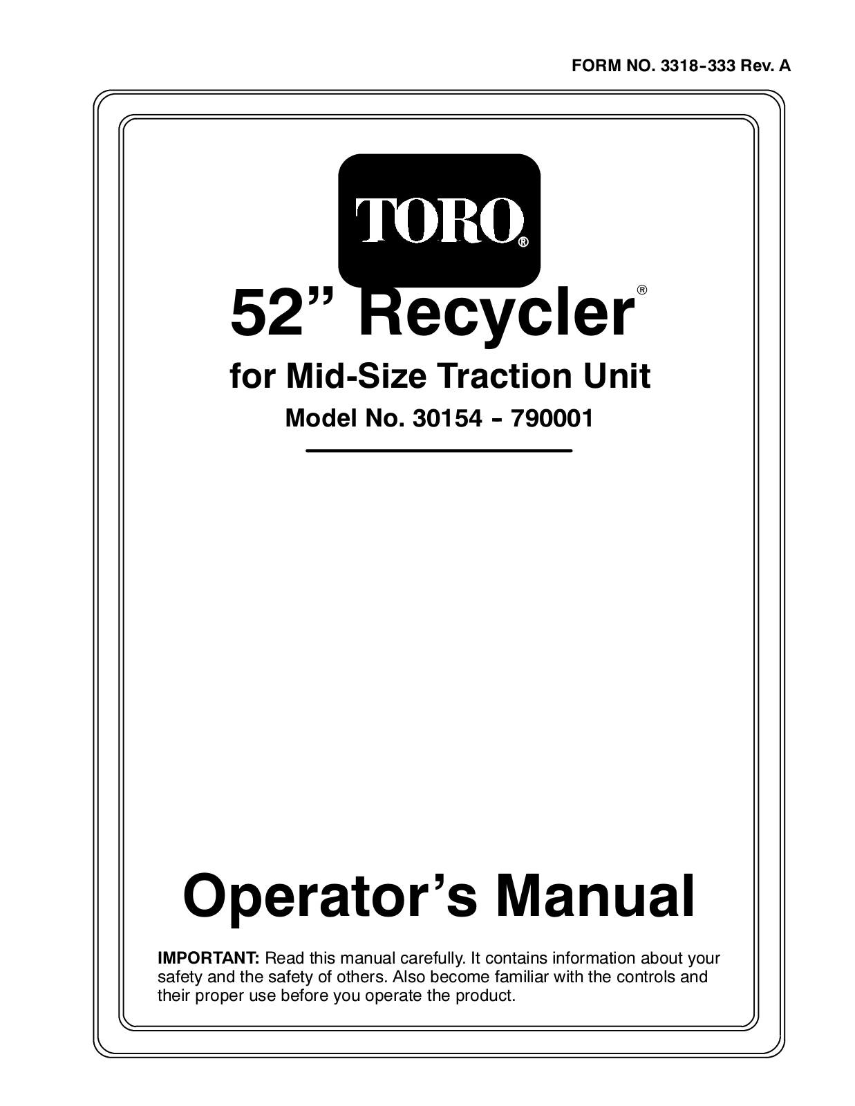 Toro 30154 Operator's Manual