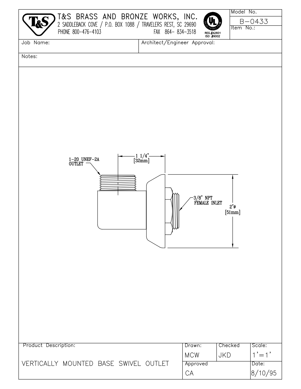 T&S Brass Manuals B-0433 User Manual