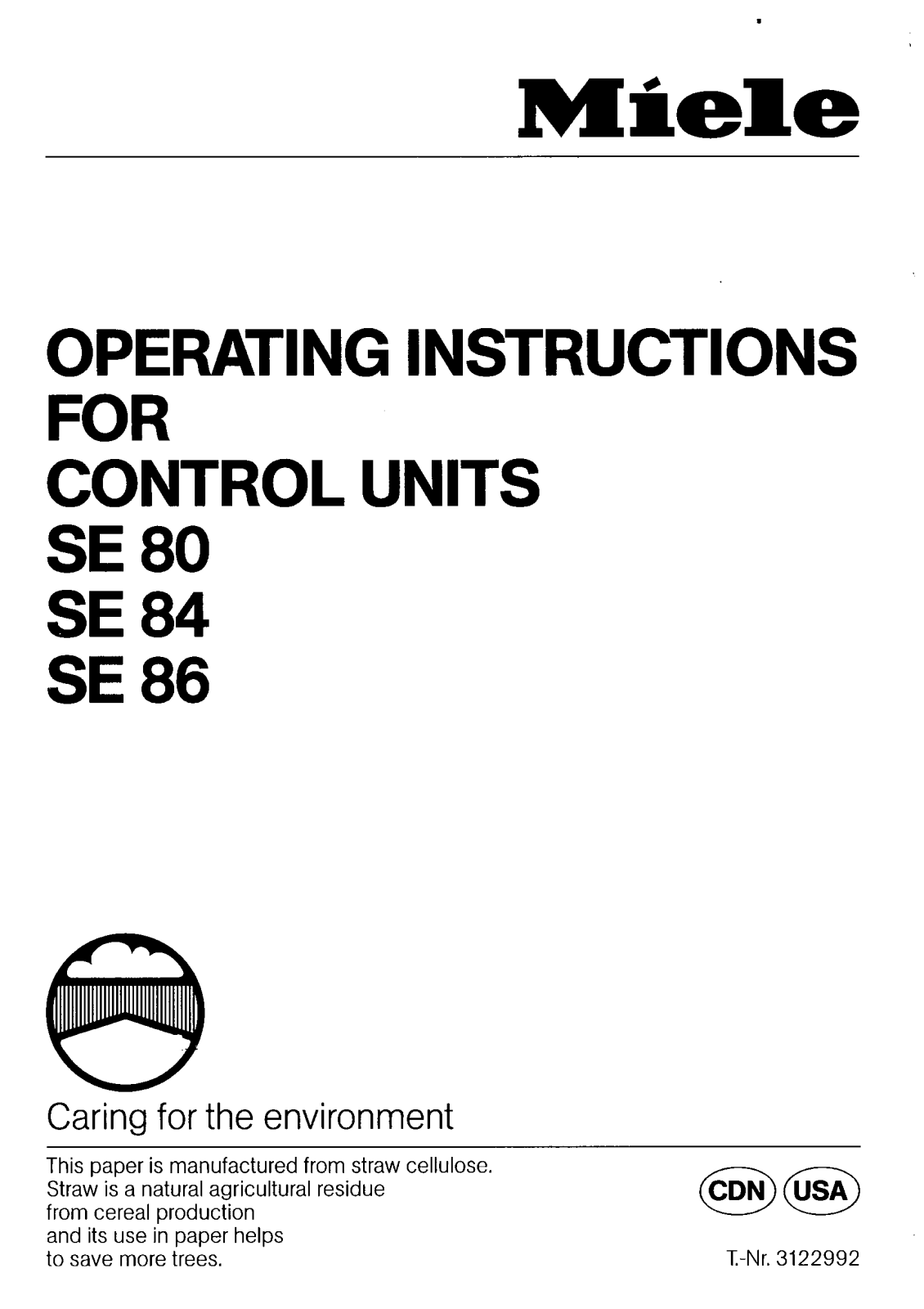 Miele SE 80, SE 84, SE 86 Operating instructions