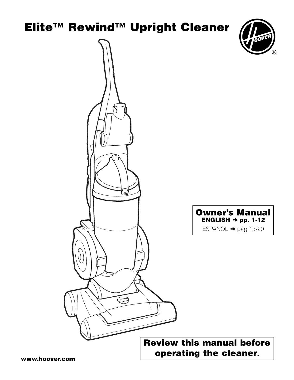 Hoover UH40150HD, U5511-900, U5509-950 Owner’s Manual