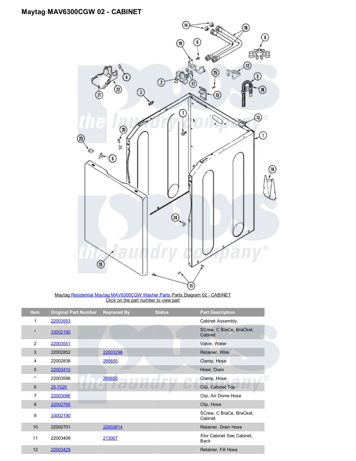 Maytag MAV6300CGW Parts Diagram