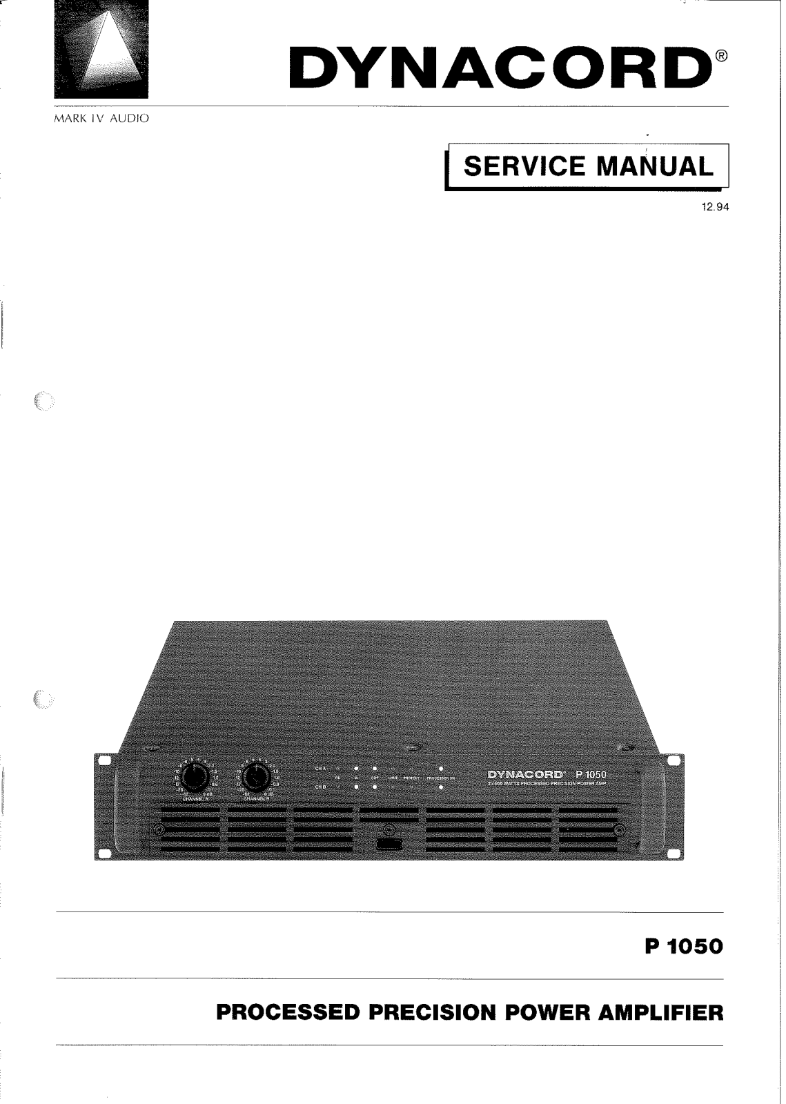 Dynacord P-1050 Service manual