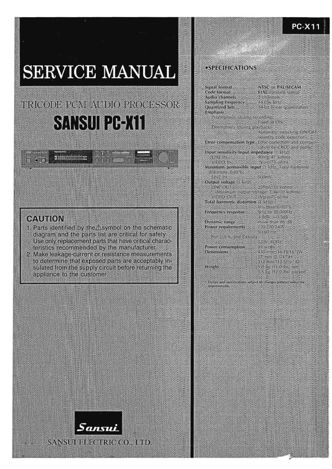 Sansui PC-X11 Service Manual