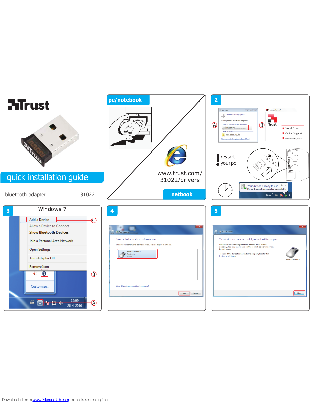 Trust 31022 Quick Installation Manual