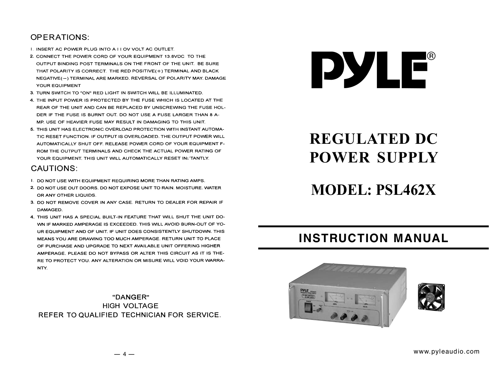 PYLE Audio PSL462X User Manual