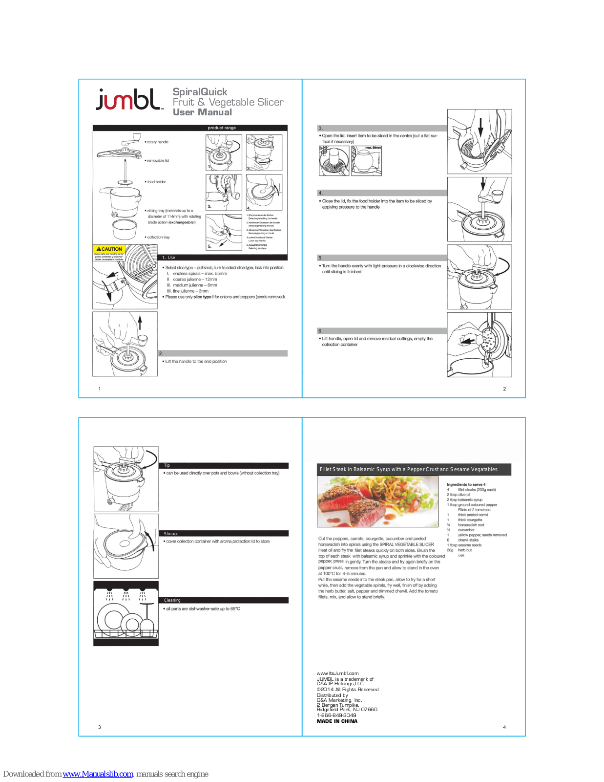 Jumbl SpiralQuick Fruit & Vegetable Slicer User Manual