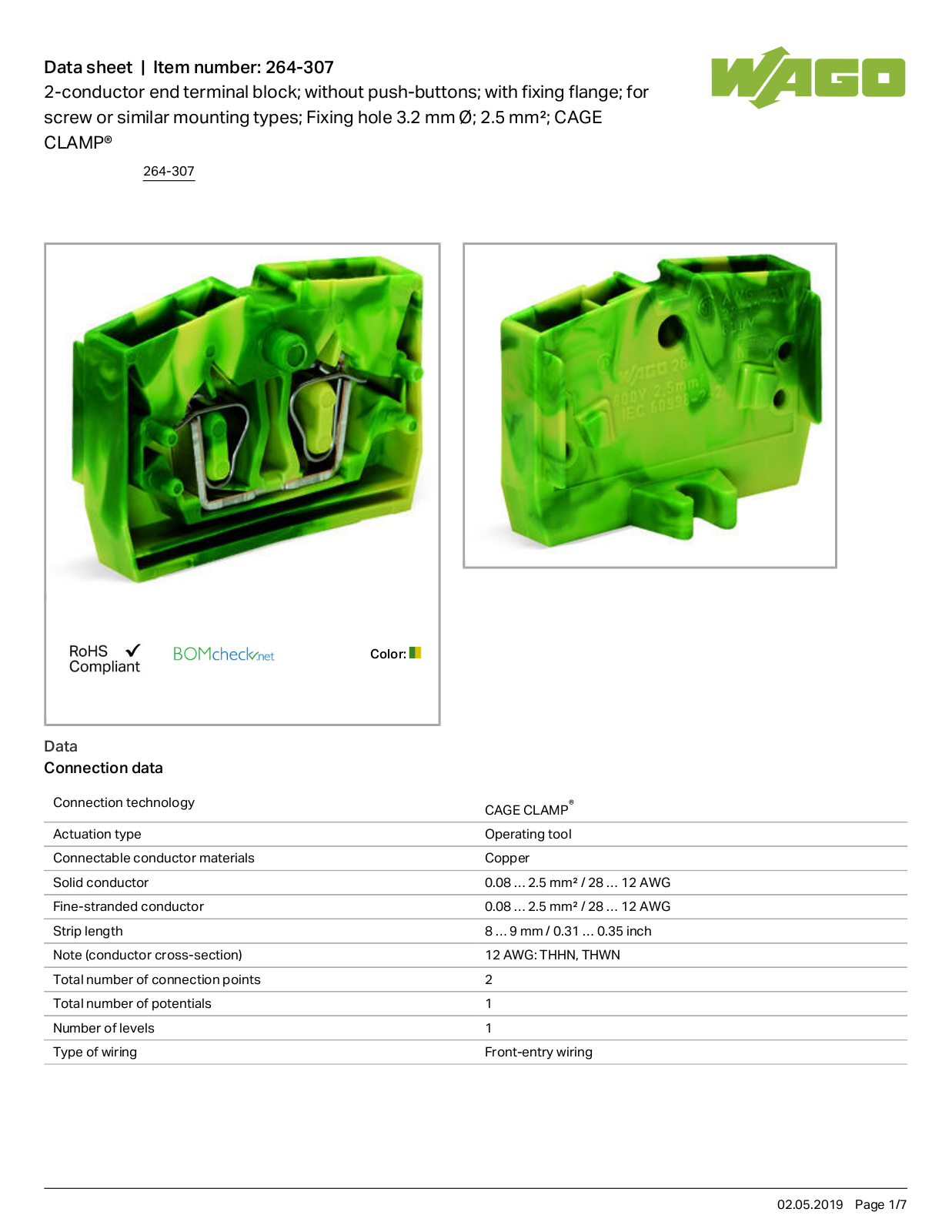 Wago 264-307 Data Sheet