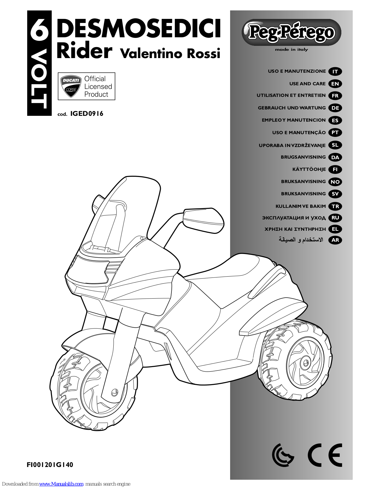 Peg-Perego DESMOSEDICI RIDER, DESMOSEDICI Use And Care Manual