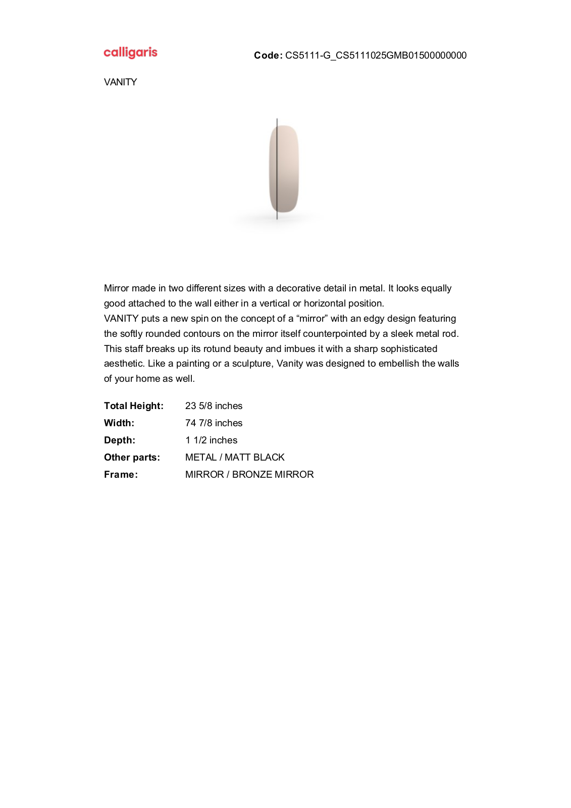 Calligaris GN10061 Specifications - ManualMachine.com
