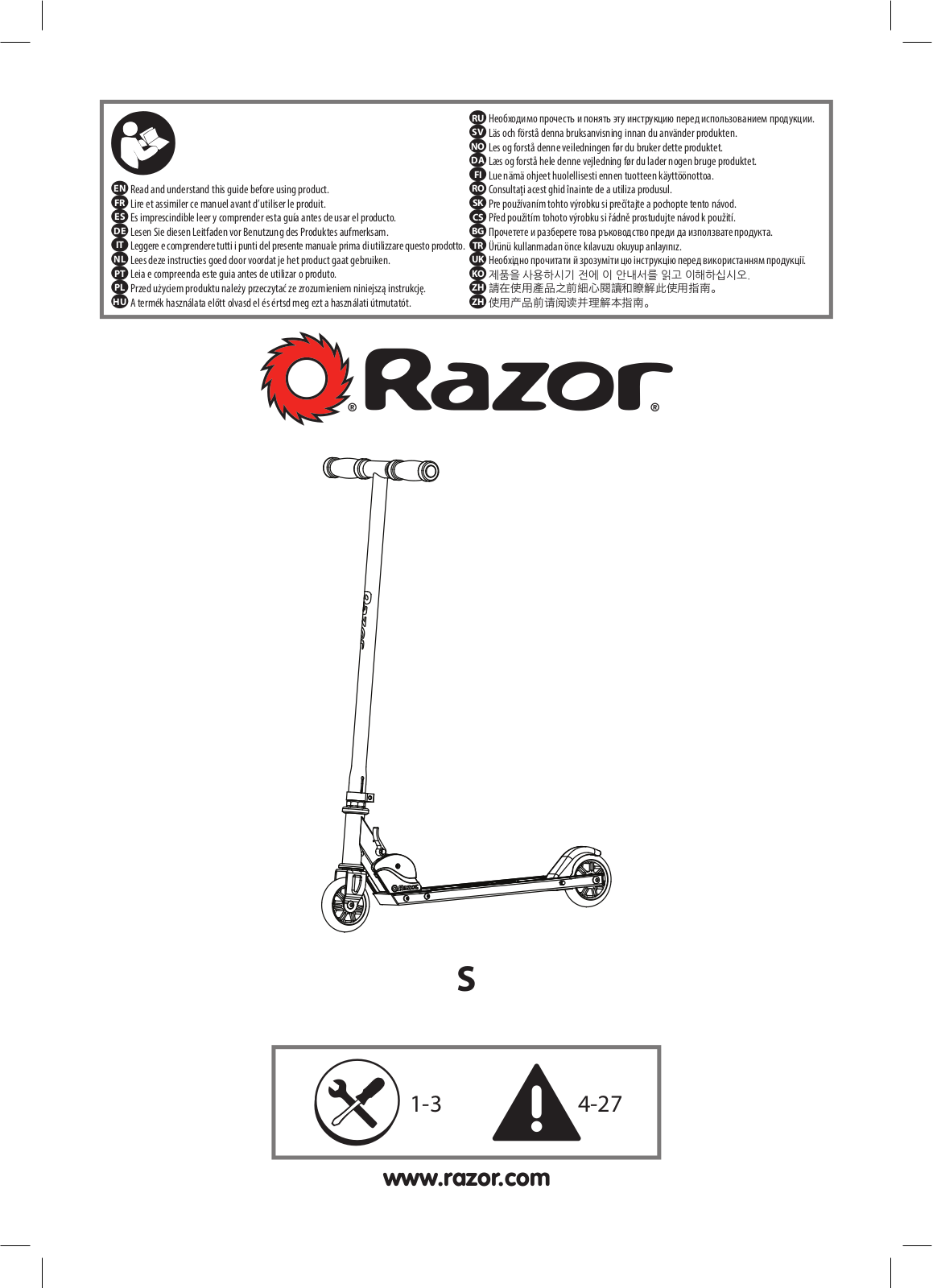 Razor S Sport Scooter User Manual