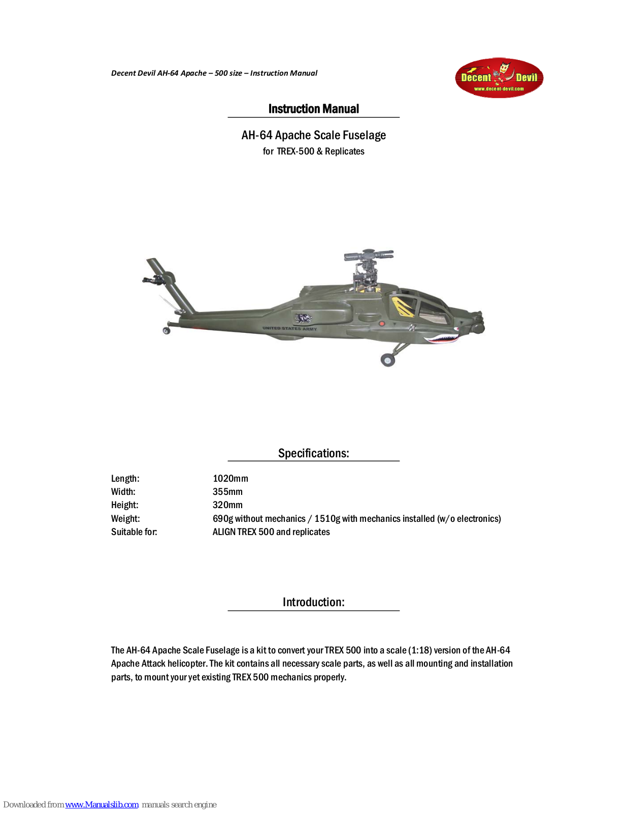 Decent Devil AH-64 Instruction Manual