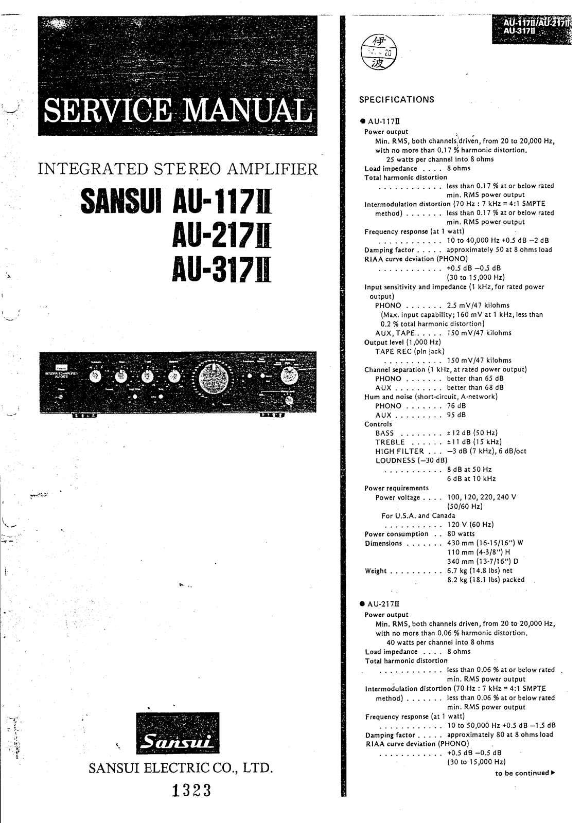 Sansui AU-317 Mk2 Service manual