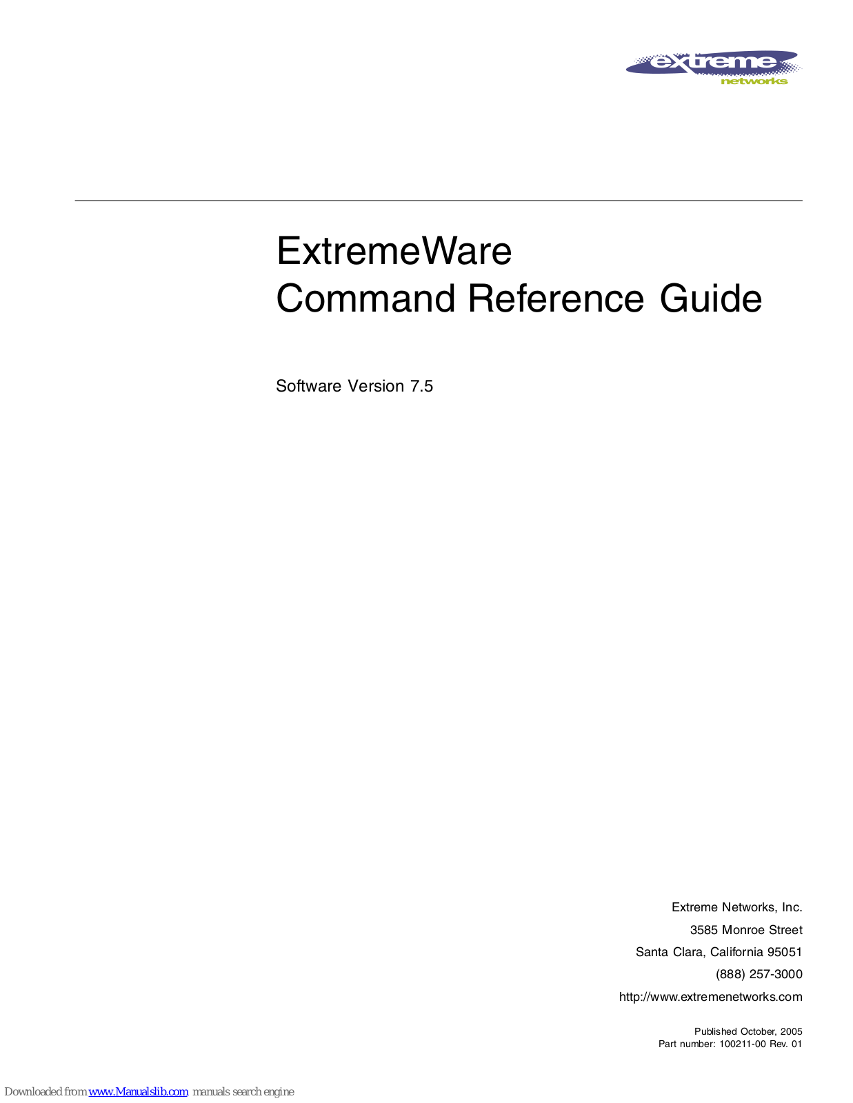 Extreme Networks ExtremeWare, ExtremeWare 7.5 Command Reference Manual - ManualMachine.com