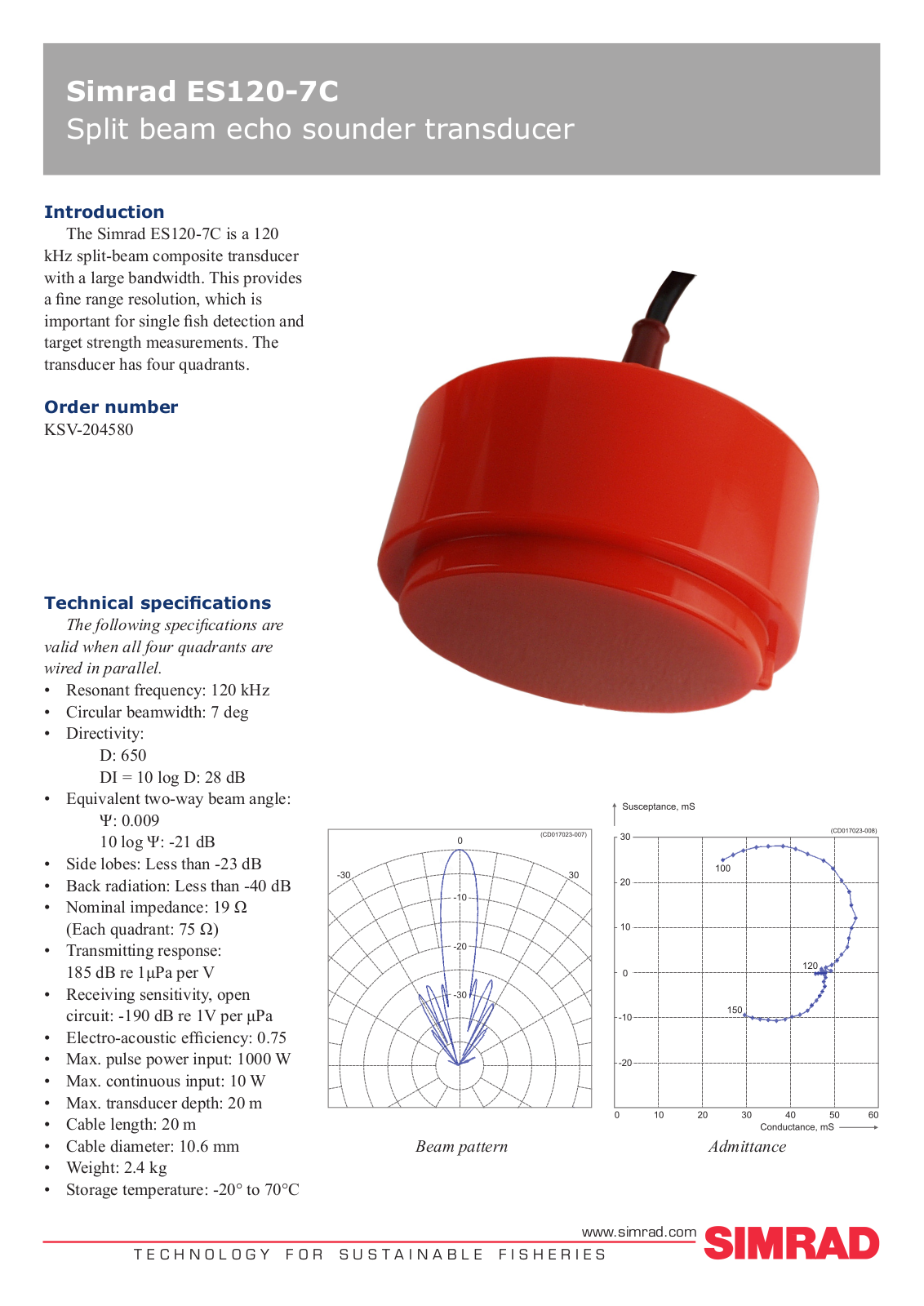 Simrad ES120-7C DATASHEET