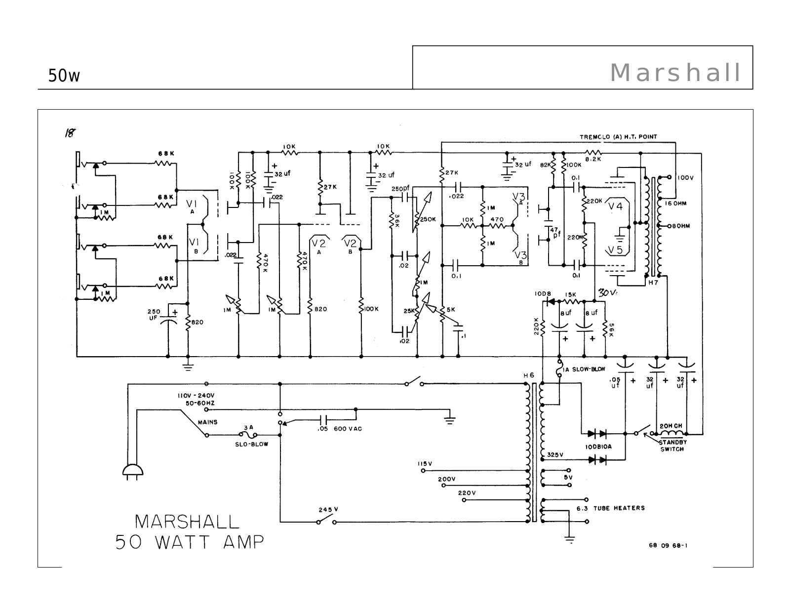 Marshall 50w schematic