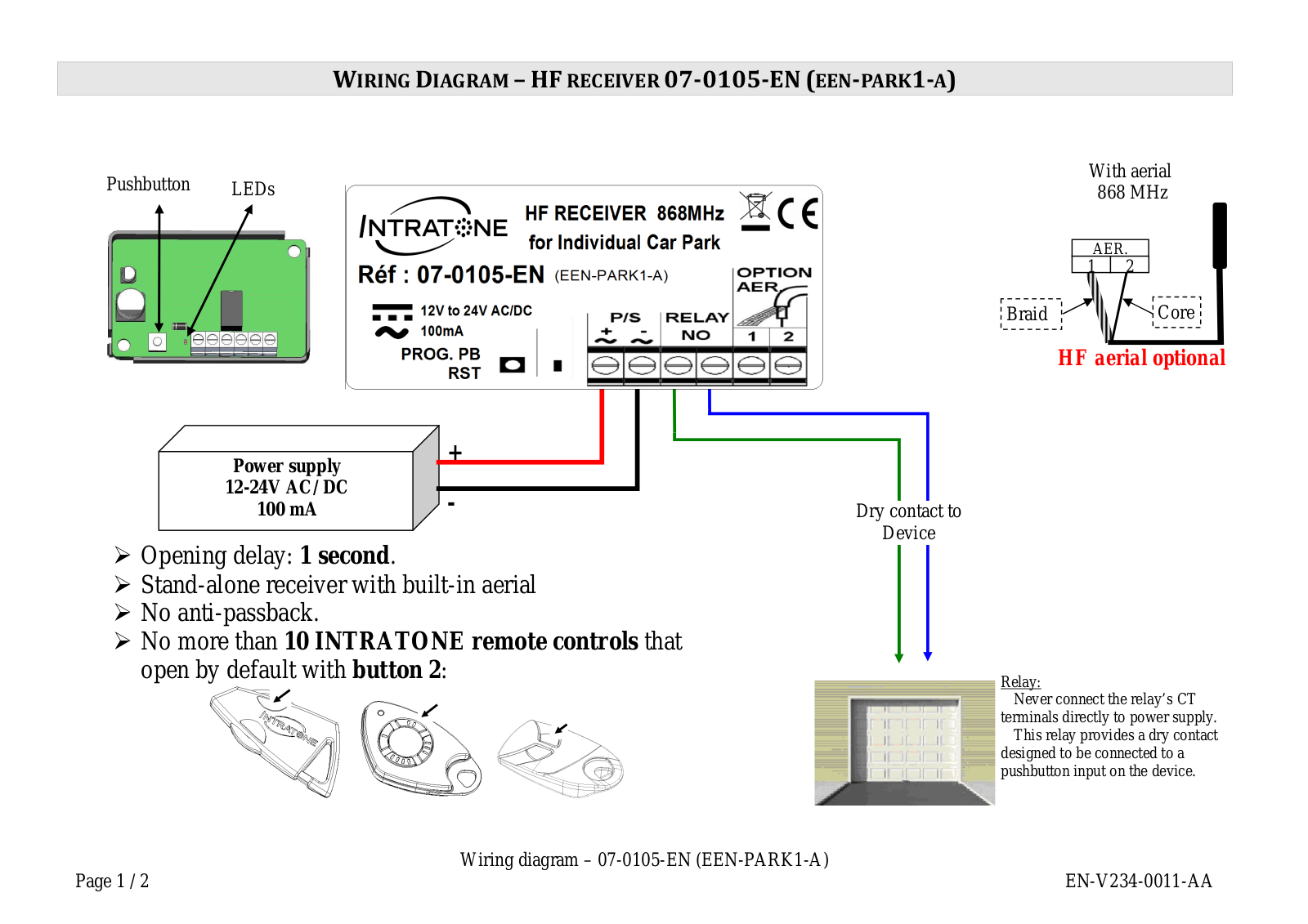 Intratone 07-0105-EN Wiring Diagram