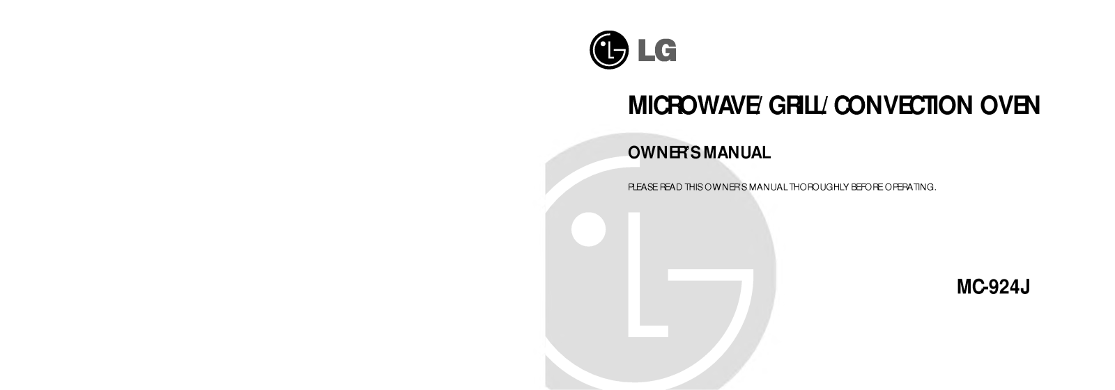 LG MC-924JL, MC-924J User Manual