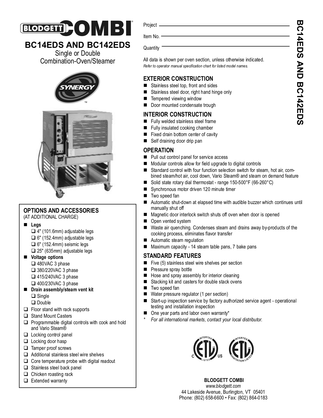 Blodgett COMBI BC14EDS User Manual