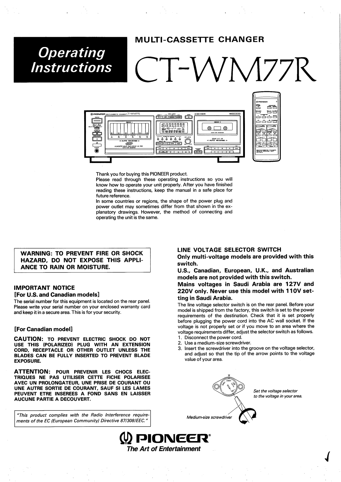 Pioneer CTWM-77-R Owners manual