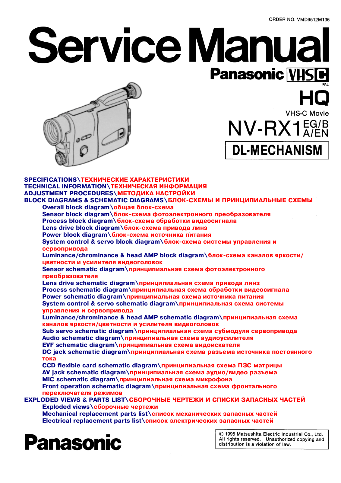 Panasonic NV-RX1EG, NV-RX1EN, NV-RX1A, NV-RX1B Service Manual