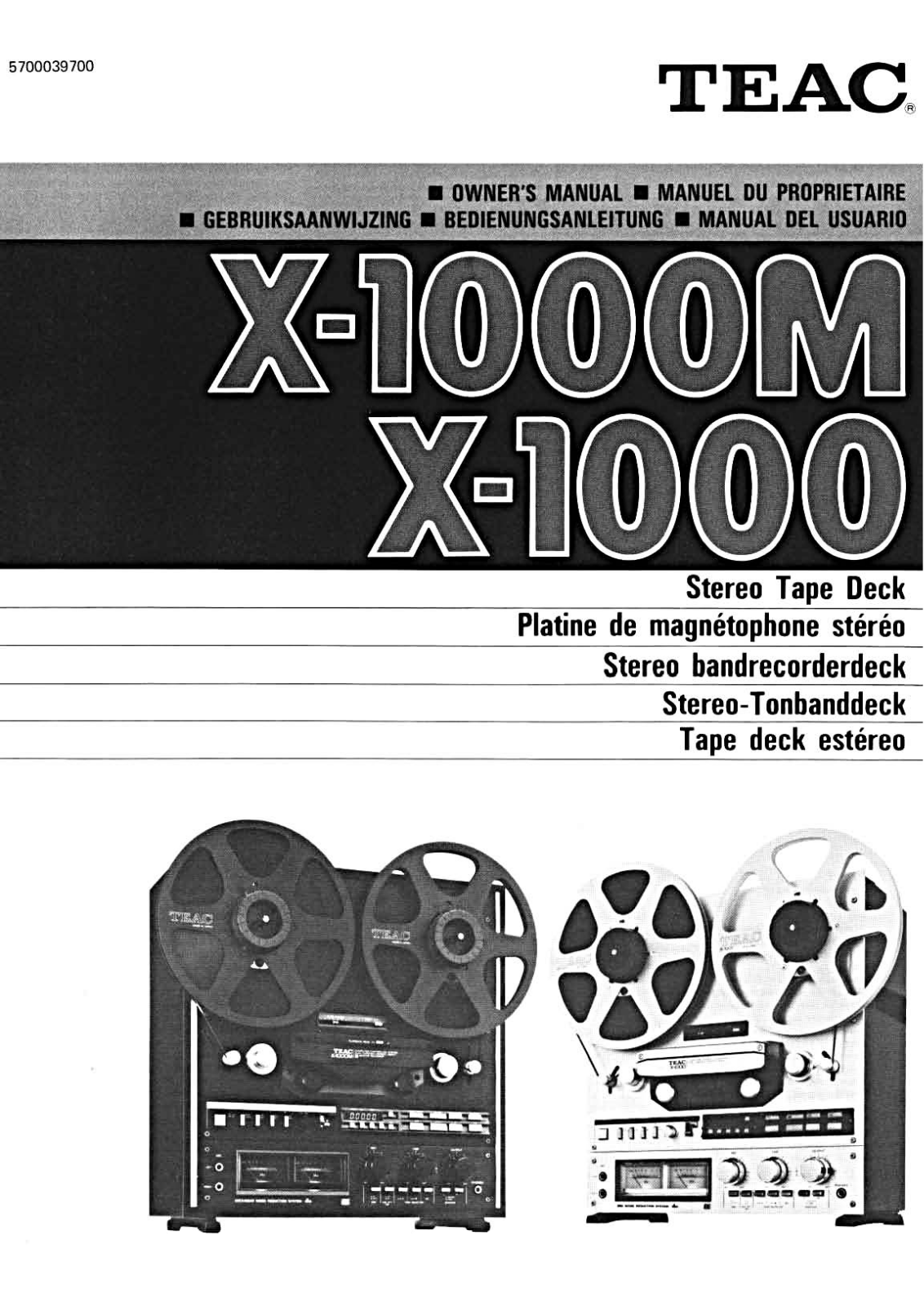 Teac X-1000-M, X-1000 Owners Manual