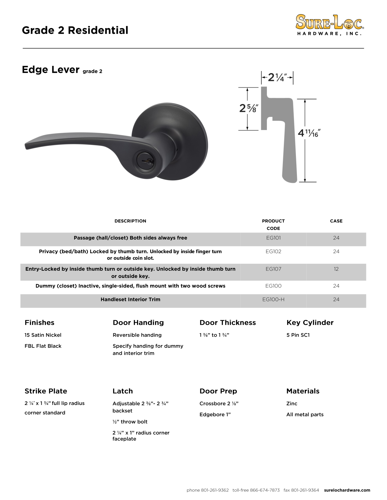 Sure-Loc Hardware SLOC1582 Specifications - ManualMachine.com