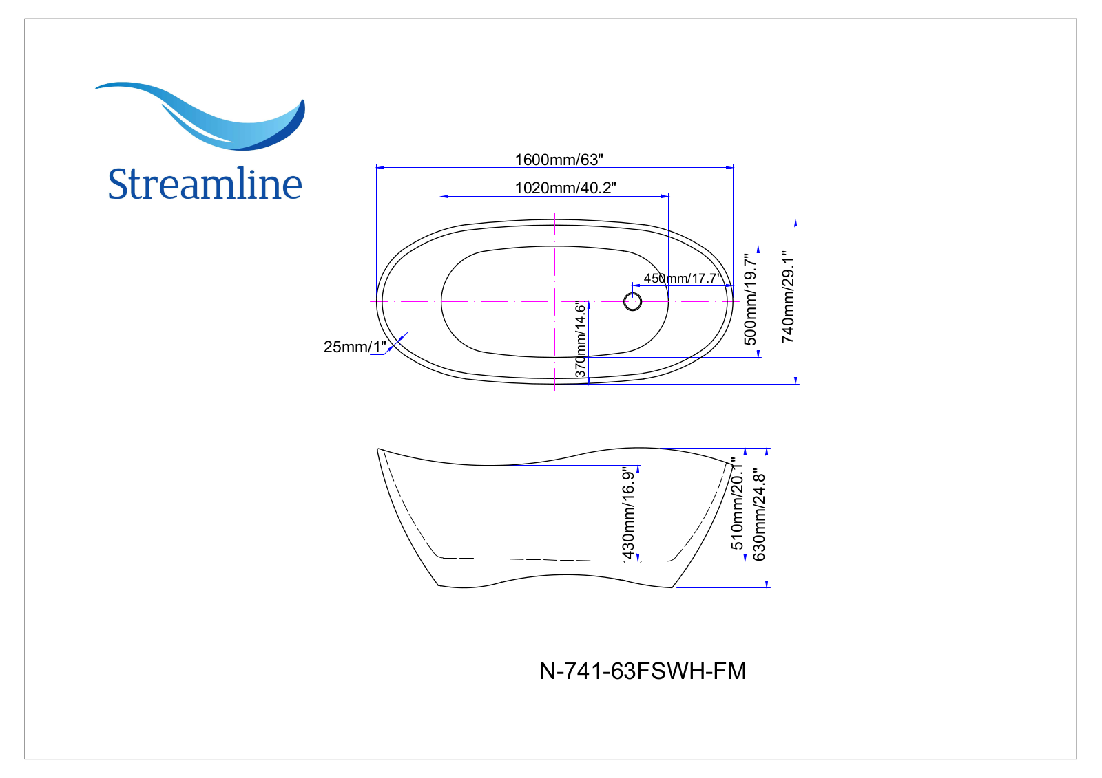 Streamline N74163FSWHFM Specifications