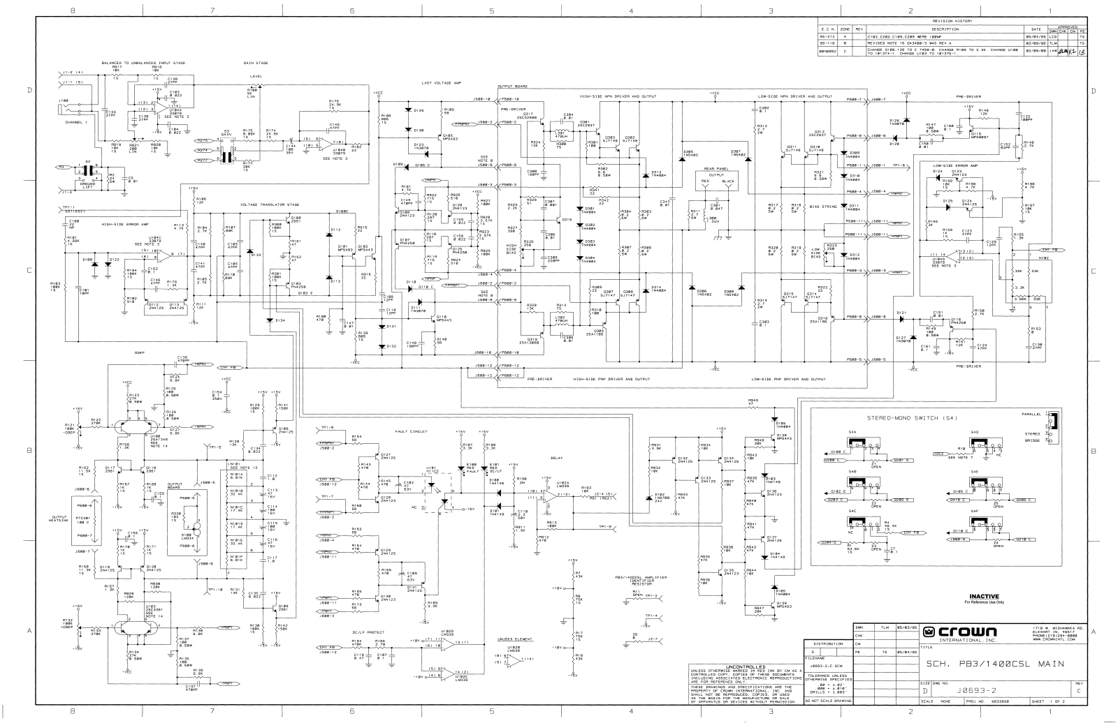 Crown 1400-CSL, PB-3 Schematic