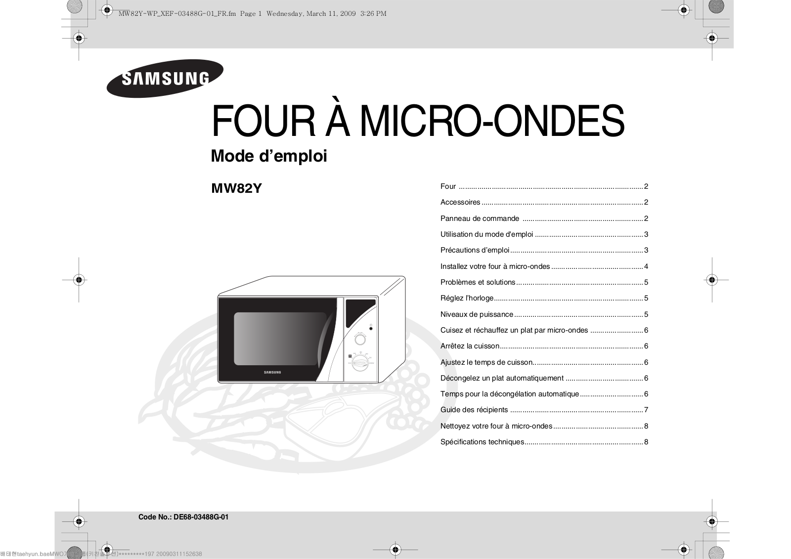 SAMSUNG MW82Y-WP User Manual