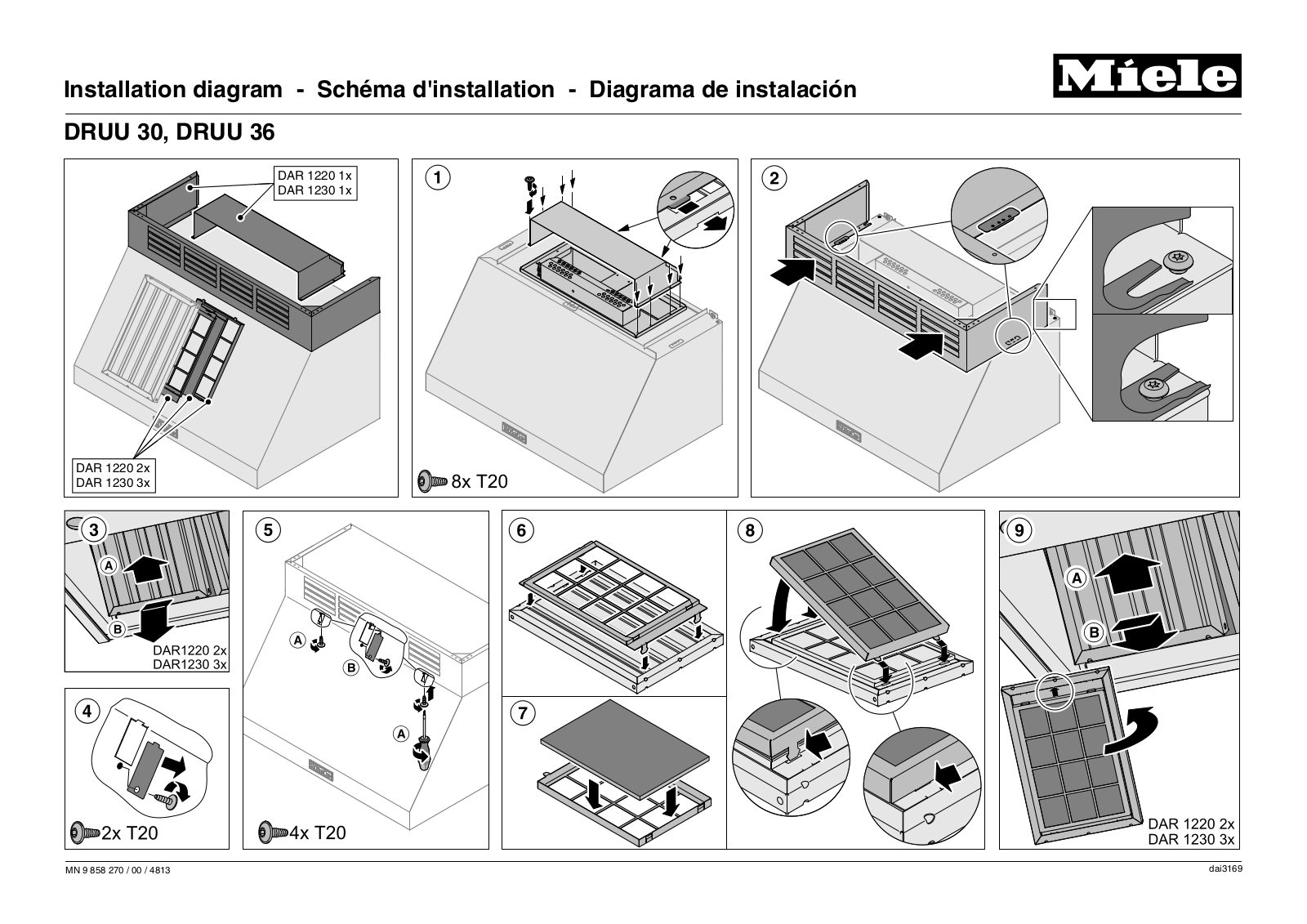 Miele DRUU30, DRUU36 Assembly Guide