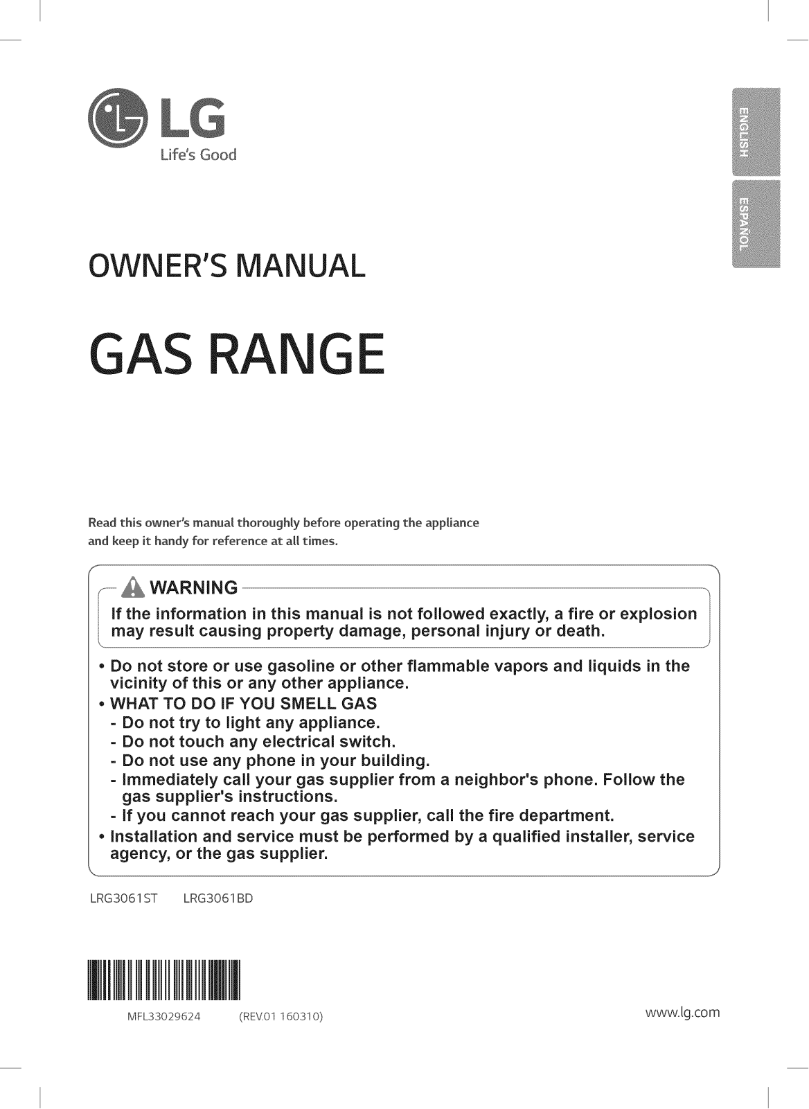 LG LRG3061BD/00, LRG3061BD/01, LRG3061ST/00, LRG3061ST/01 Owner’s Manual